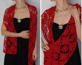 Lace Scarf Crochet-Red Lightweight Scarf-Summer Shawls for Women Lace Scarf Crochet-Red Lightweight Scarf-Summer Shawls for Women